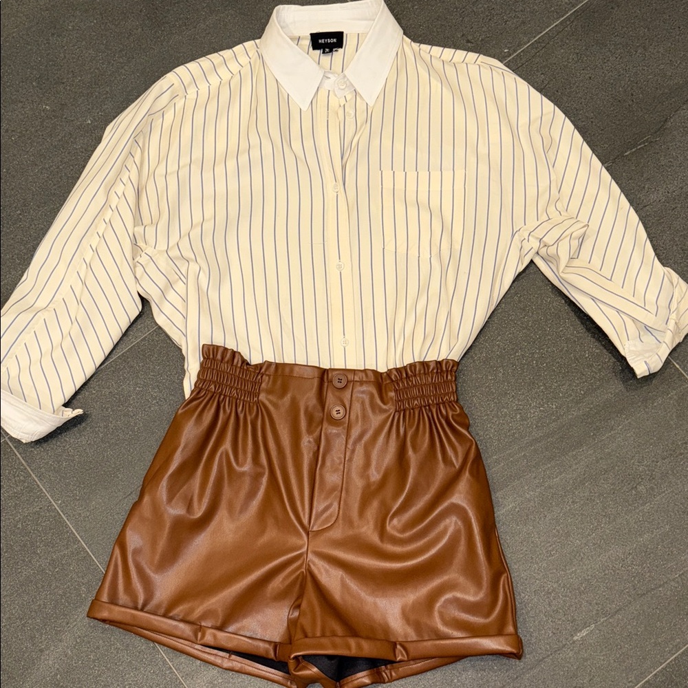 Brown Pleather  Shorts